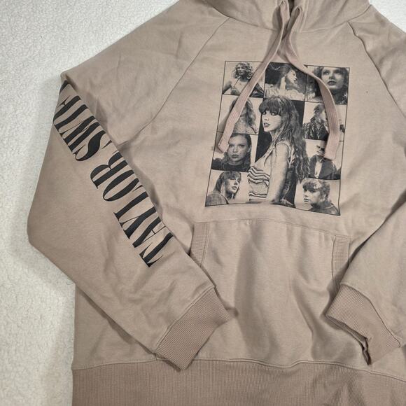 Taylor Swift The Eras Tour Pullover Graphic Hoodie Taupe Oversized Size XL - Picture 3 of 8